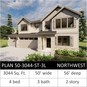 3044 SQFT - PLAN 50-3044-ST-3L NW