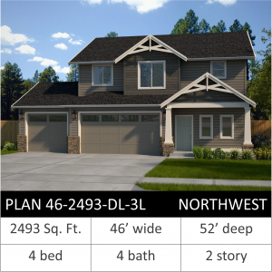 2493 SQFT - PLAN 46-2493-DL-3L NW
