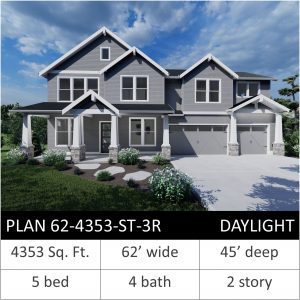 4353 SQFT - PLAN 62-4353-ST-3R DL