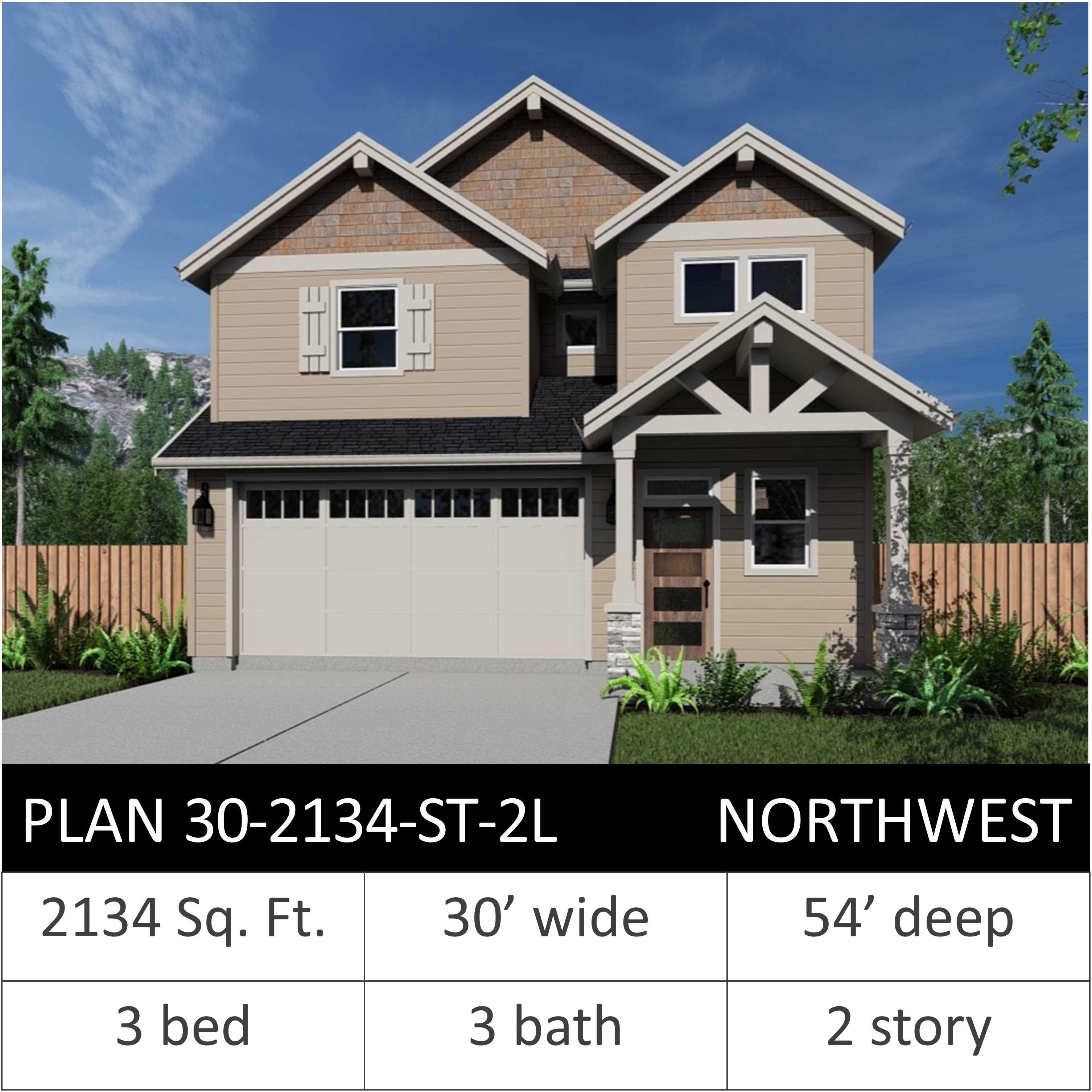 2134 SQFT - PLAN 30-2134-ST-2L NW