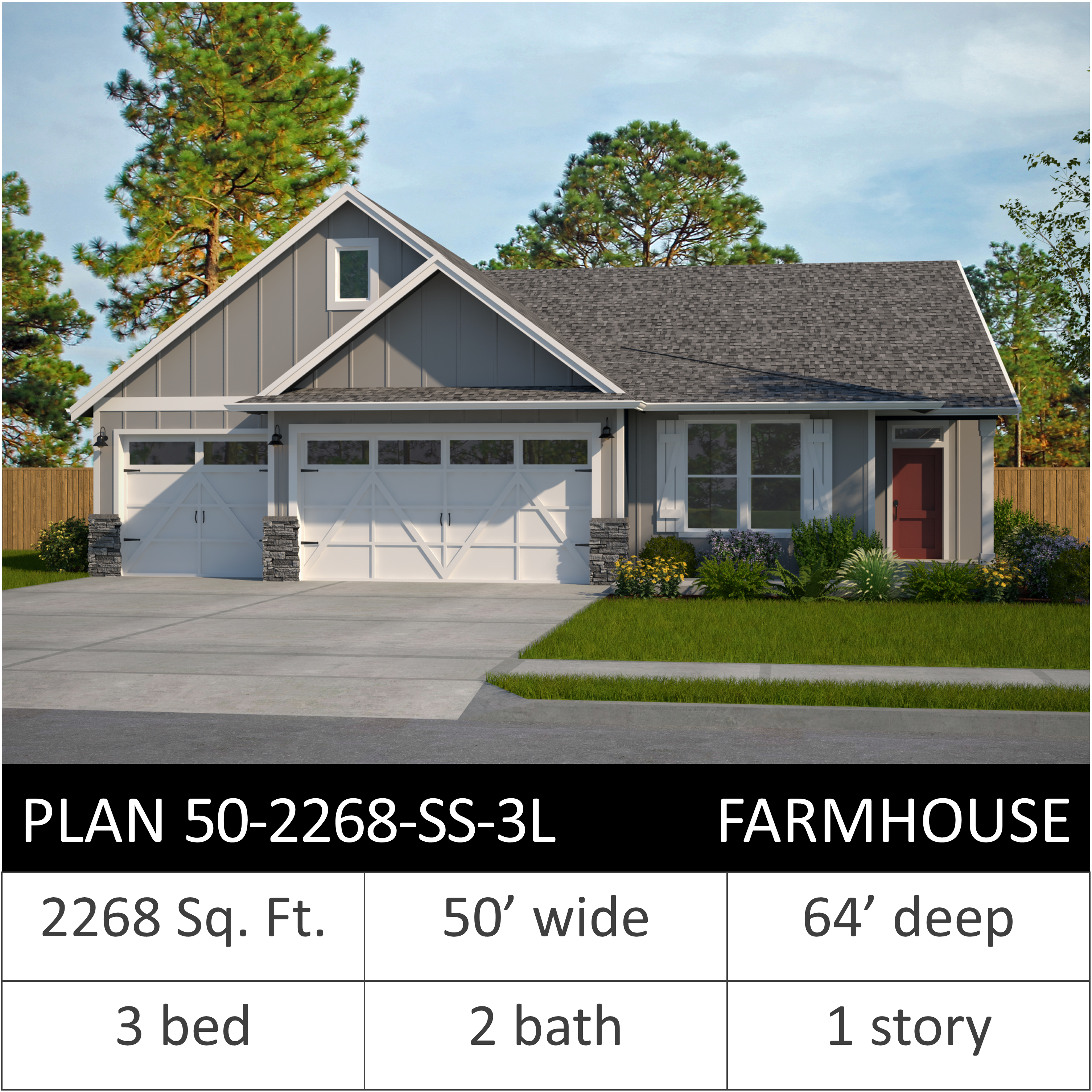 2268 SQFT - PLAN 50-2268-SS-3L FH