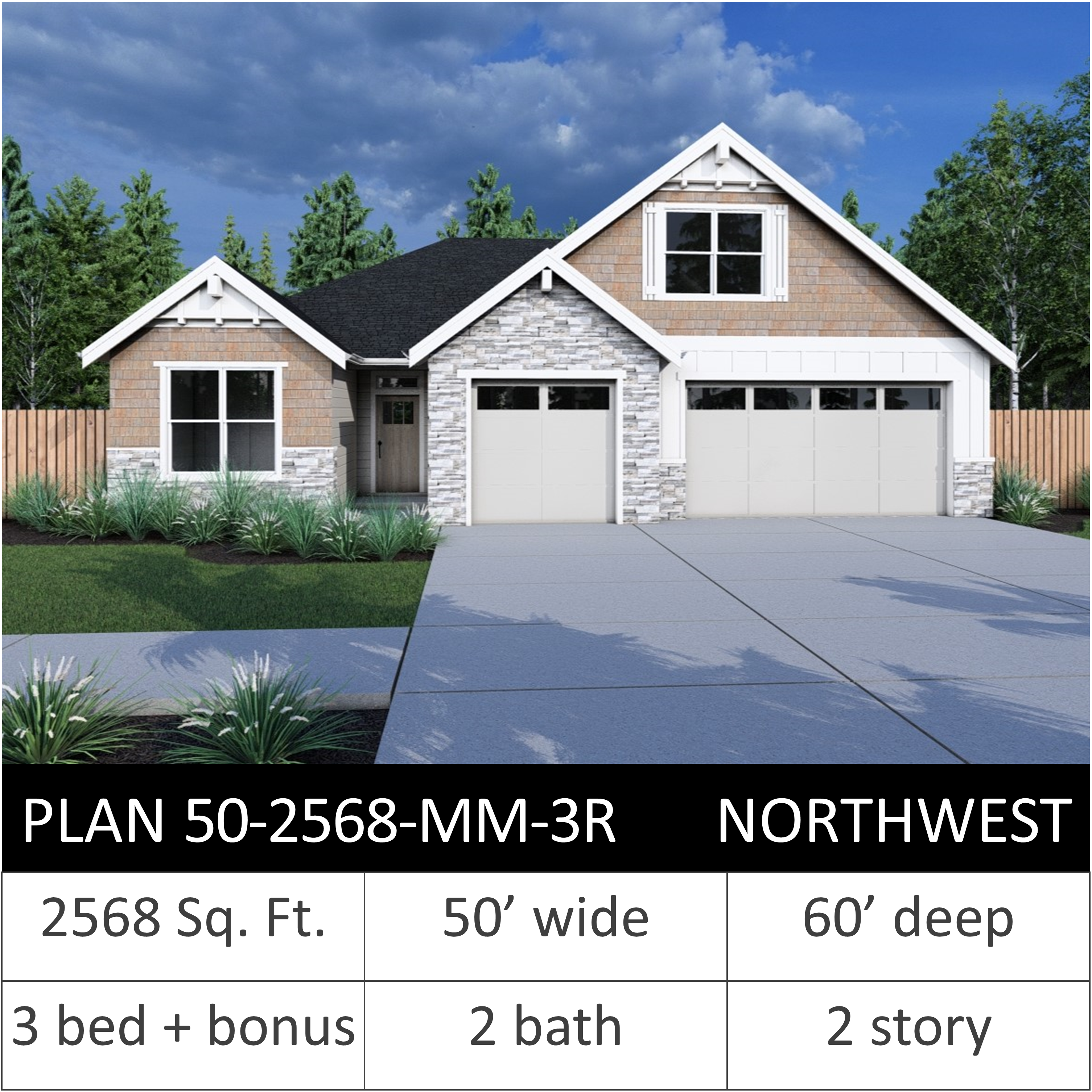 2568 SQFT - PLAN 50-2568-MM-3R NW